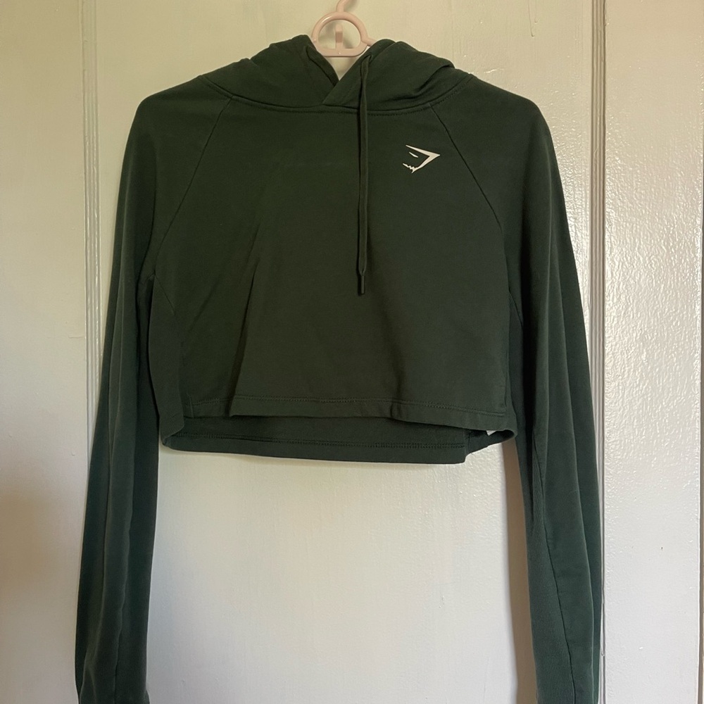 Green Cropped Hoodie